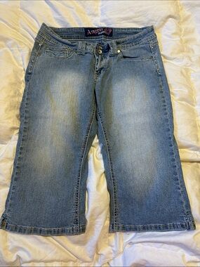 Angels Women’s Light Blue Straight-Leg Crop Jeans